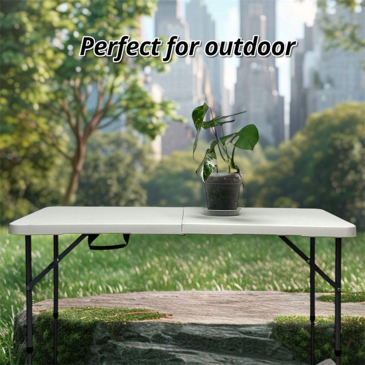 ☀️ 4ft Folding Table with Adjustable Height – Portable Picnic Table for BBQ, Camping, Home & Patio 🍉
