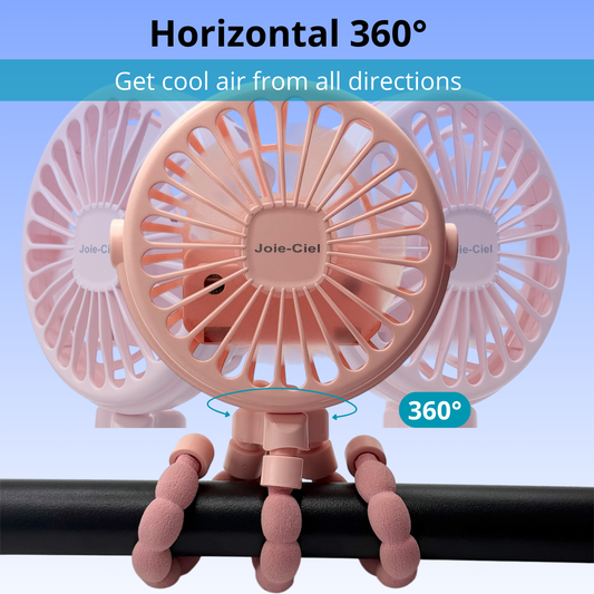 Joie-Ciel™ Portable Octopus Clip Fan | 3-Speed, LED Night Light, Safe & Flexible for Stroller, Office, Travel