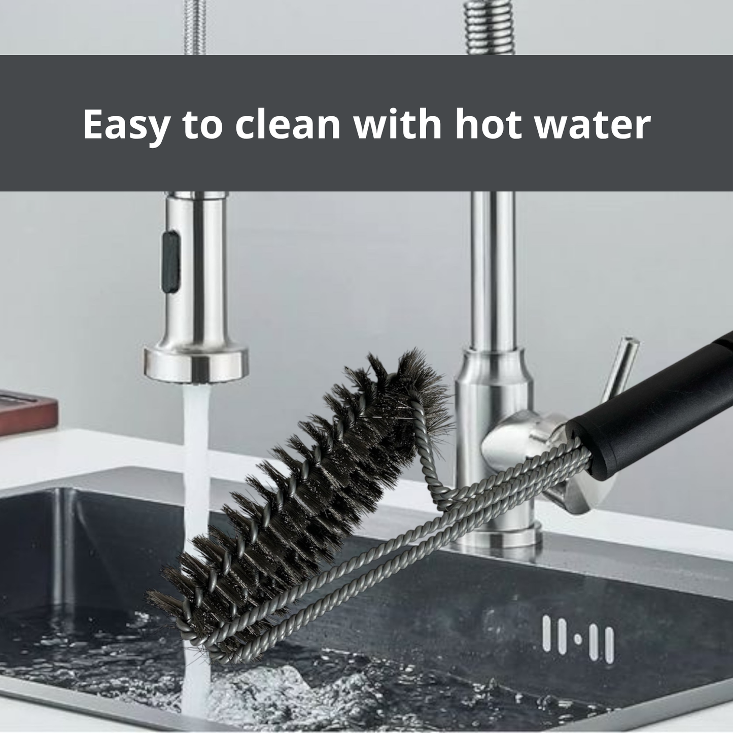 Heavy-Duty Stainless Steel BBQ Grill Brush with Scraper | Long Handle, Easy Deep Cleaning