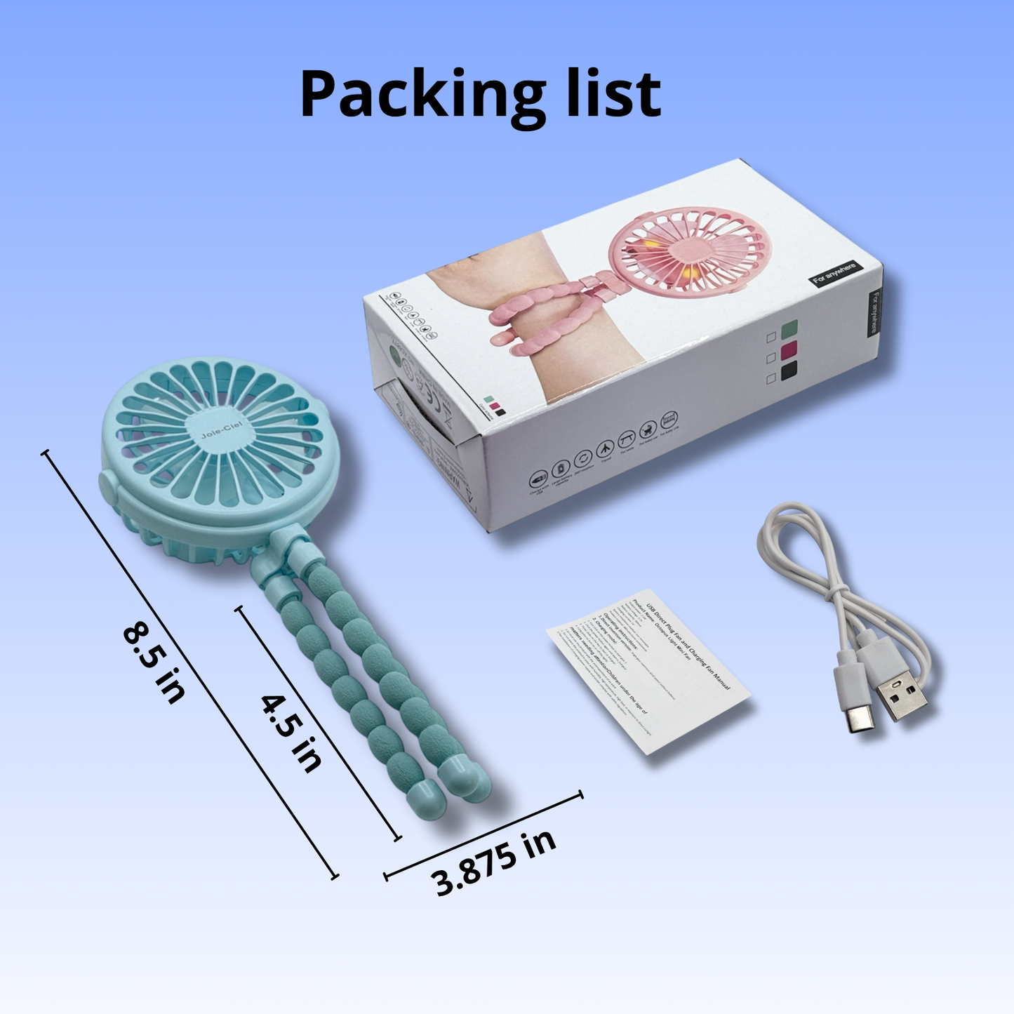 Joie-Ciel™ Portable Octopus Clip Fan | 3-Speed, LED Night Light, Safe & Flexible for Stroller, Office, Travel