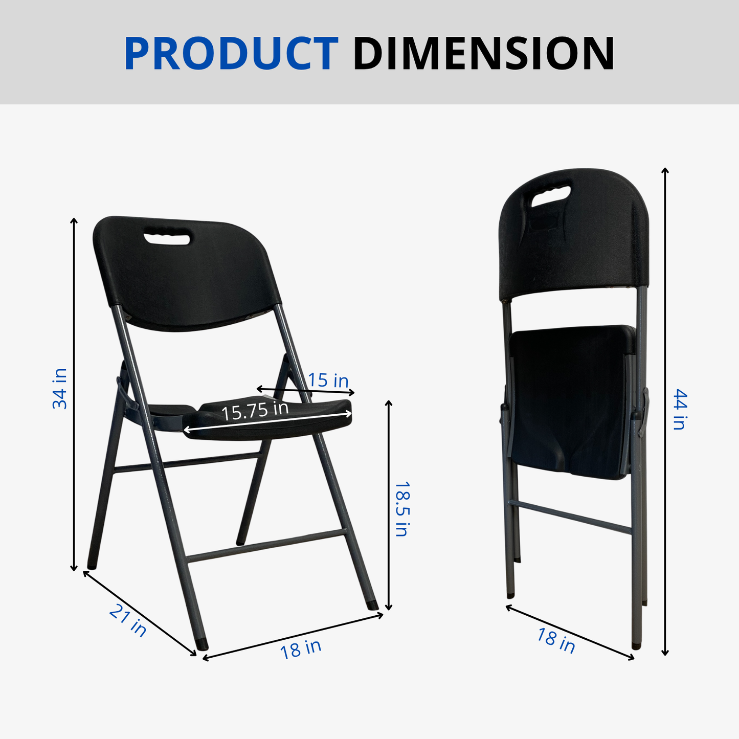 Heavy-Duty Black Folding Chair – 500 lb Capacity – Office, Garden, Meeting Use – Ships from Quebec 🇨🇦