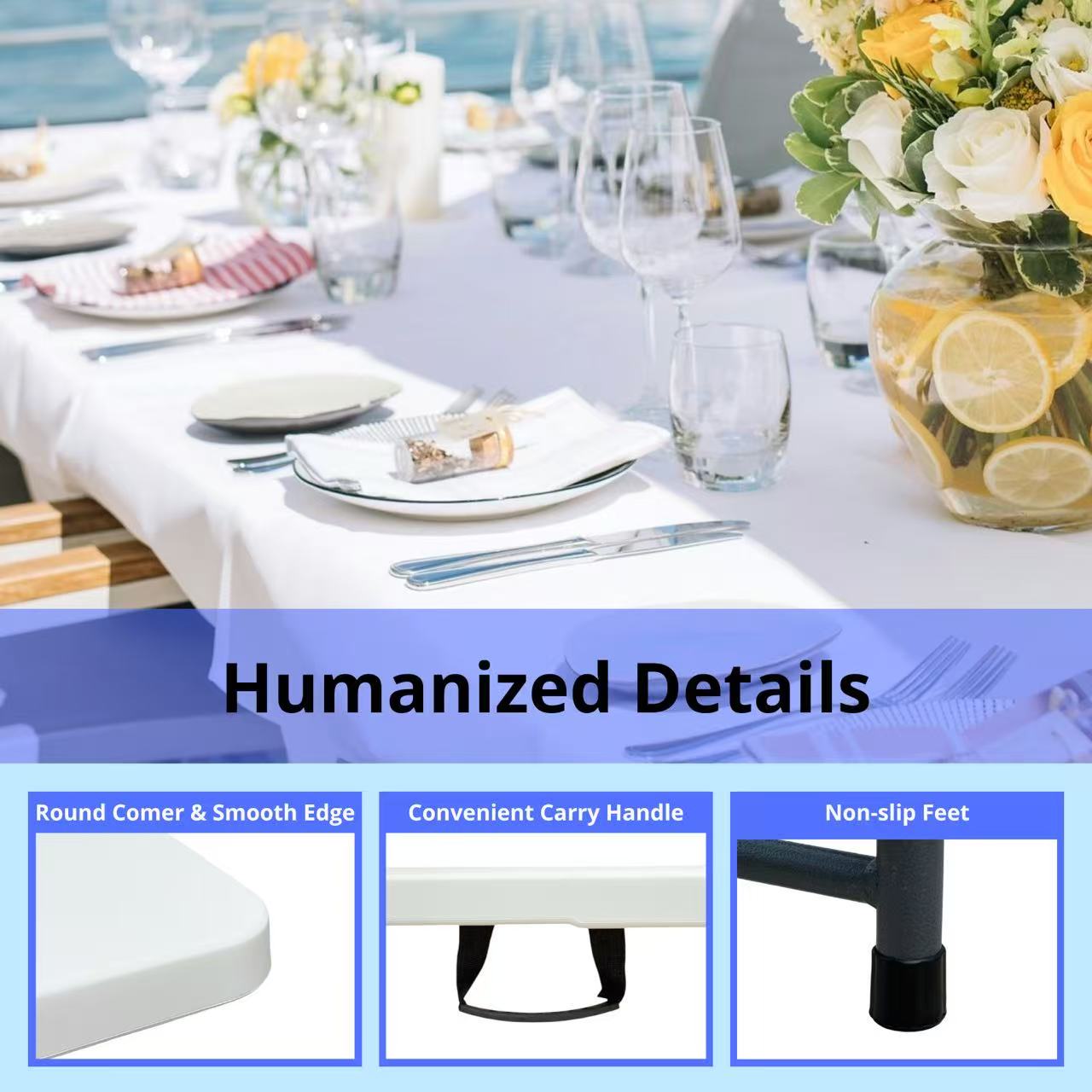 ☀️ 4ft Folding Table with Adjustable Height – Portable Picnic Table for BBQ, Camping, Home & Patio 🍉