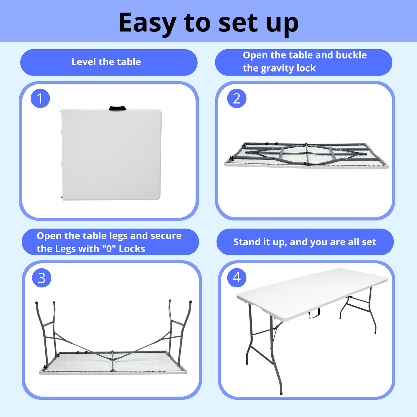 Foldable Outdoor Table for 4-6 People – Portable, Sturdy, Easy to Carry – Ideal for BBQ, Camping, Beach – Ships from Montreal
