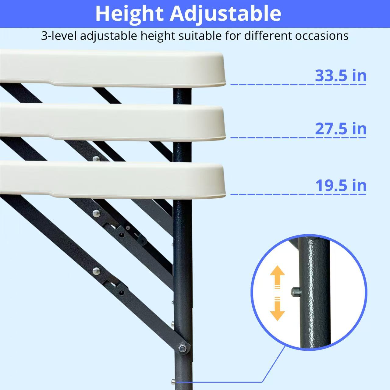 ☀️ 4ft Folding Table with Adjustable Height – Portable Picnic Table for BBQ, Camping, Home & Patio 🍉