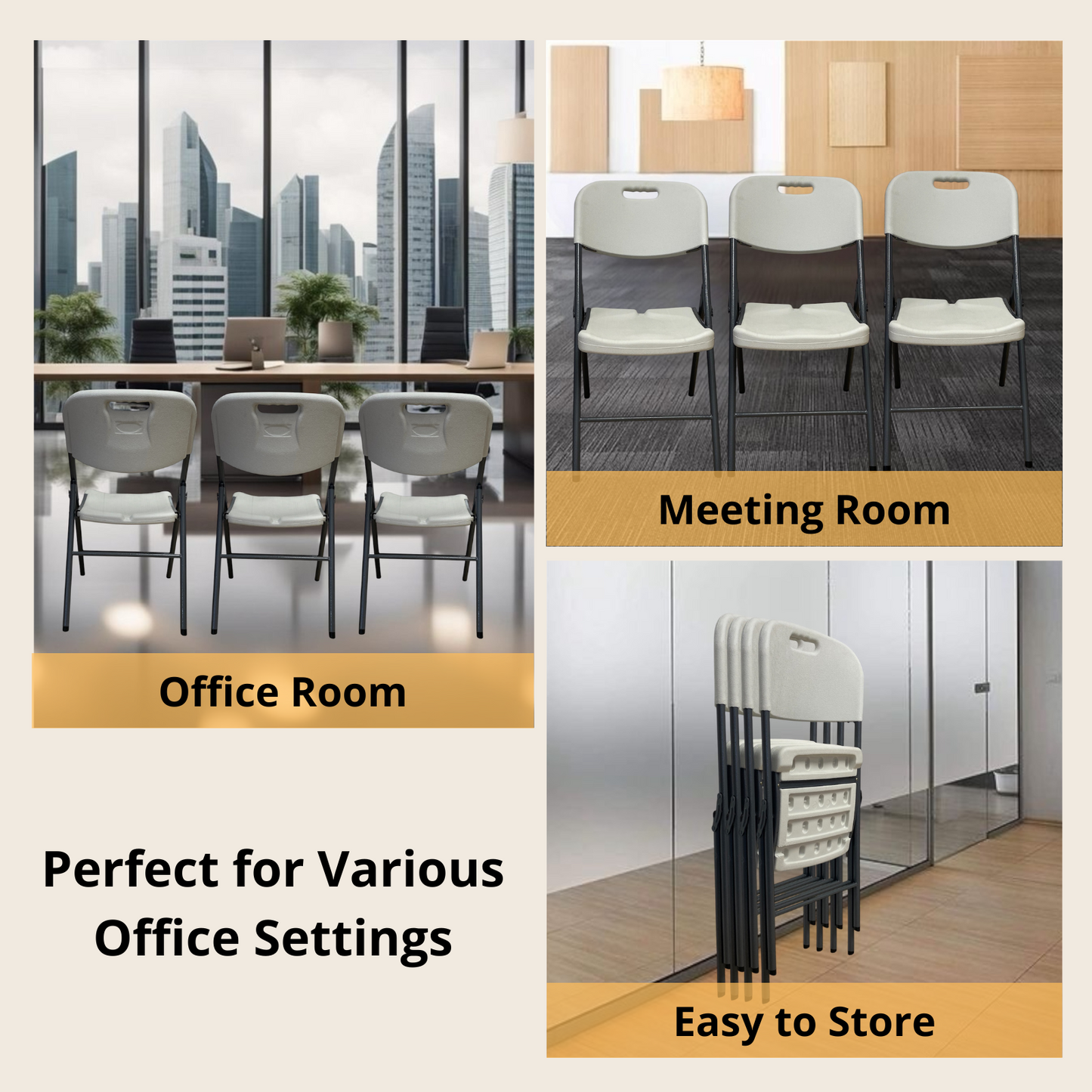 Chaise Pliante Blanche Robuste 500 lb – Idéale pour l’Extérieur, Réunions, Bureau 🏡☀️