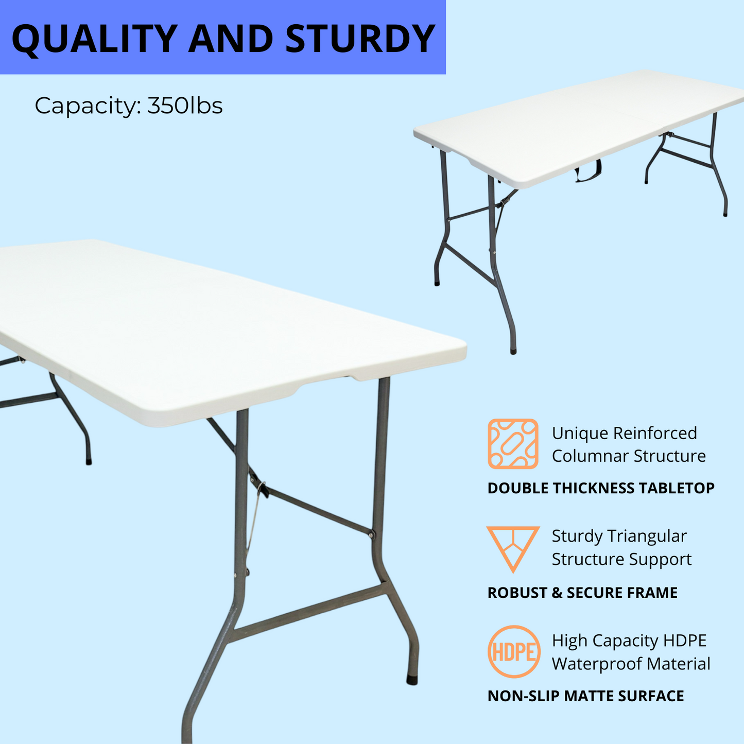 Foldable Outdoor Table for 4-6 People – Portable, Sturdy, Easy to Carry – Ideal for BBQ, Camping, Beach – Ships from Montreal