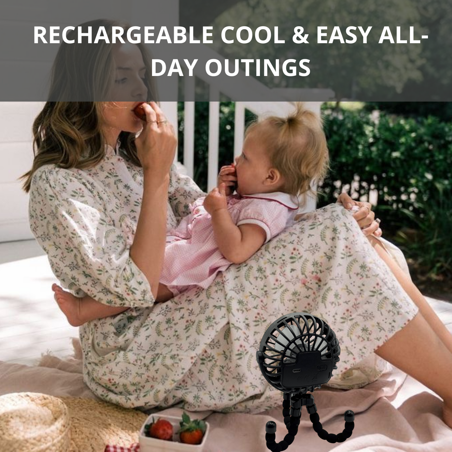 Joie-Ciel™ Portable Octopus Clip Fan | 3-Speed, LED Night Light, Safe & Flexible for Stroller, Office, Travel