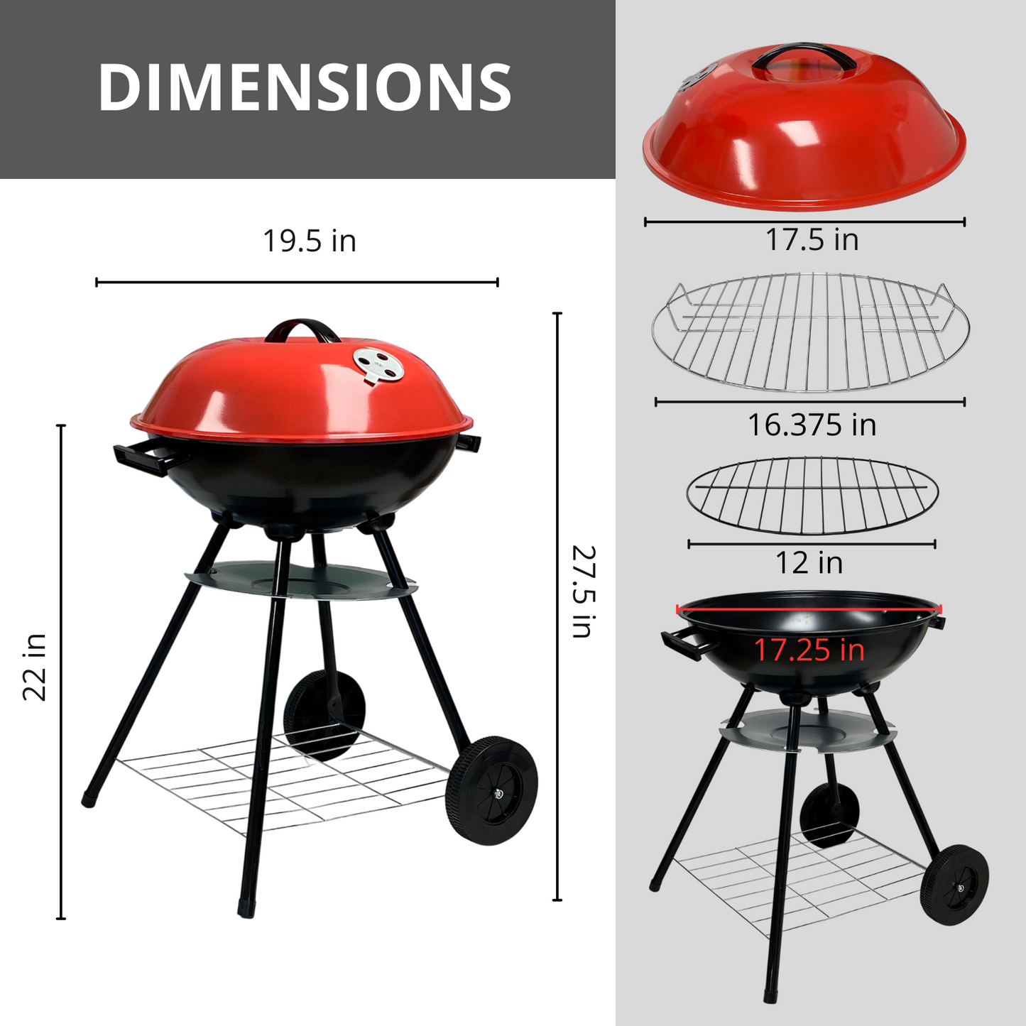 Portable Charcoal BBQ Grill with Lid | Heat Control, Easy Cleaning, Perfect for Backyard & Patio Cookouts