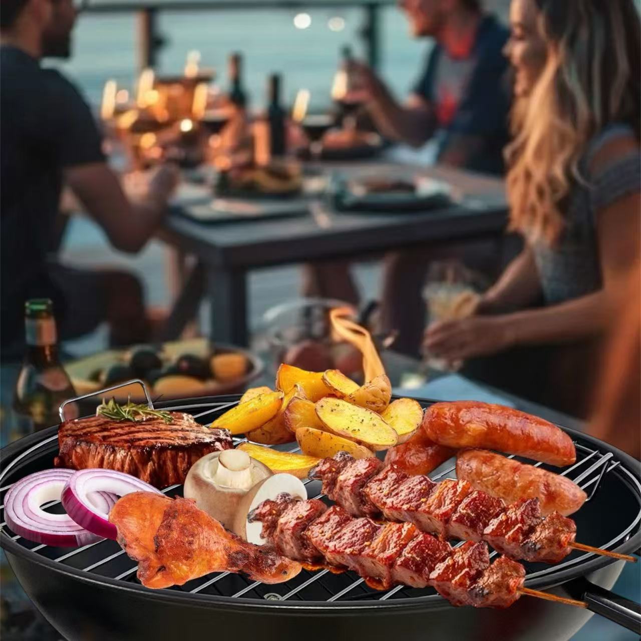 Portable Charcoal BBQ Grill with Lid | Heat Control, Easy Cleaning, Perfect for Backyard & Patio Cookouts