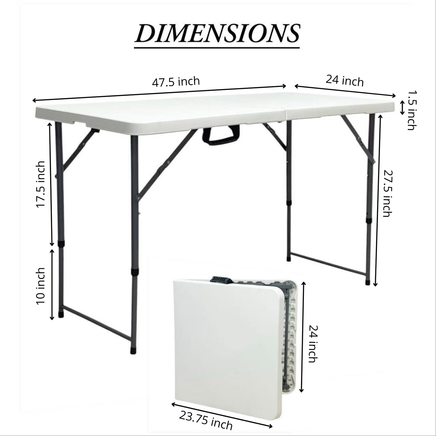 ☀️ 4ft Folding Table with Adjustable Height – Portable Picnic Table for BBQ, Camping, Home & Patio 🍉