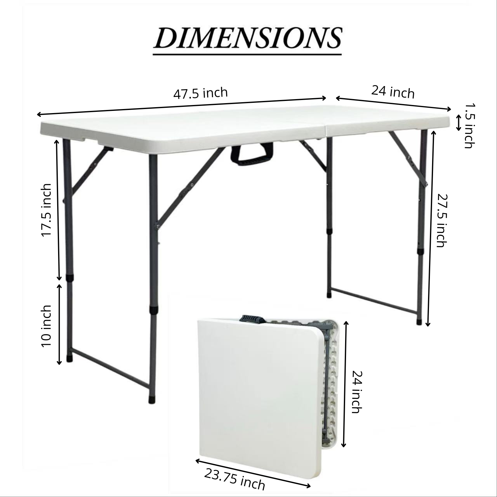 ☀️ 4ft Folding Table with Adjustable Height – Portable Picnic Table for BBQ, Camping, Home & Patio 🍉