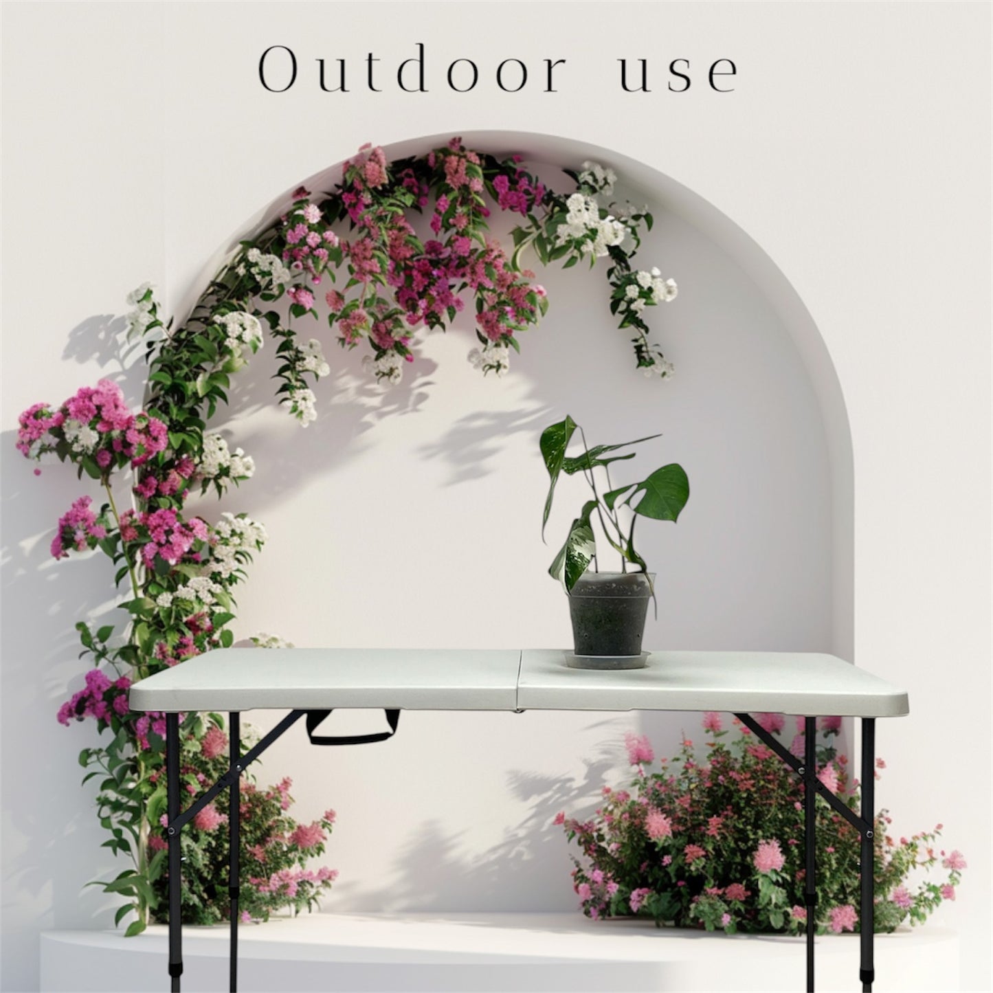 ☀️ 4ft Folding Table with Adjustable Height – Portable Picnic Table for BBQ, Camping, Home & Patio 🍉